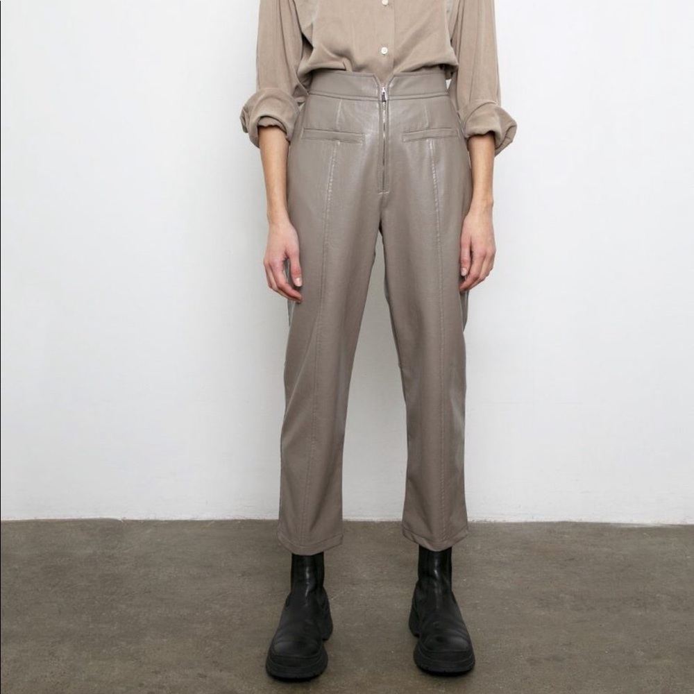 The Frankie Shop Zip Front Taupe Leather P…